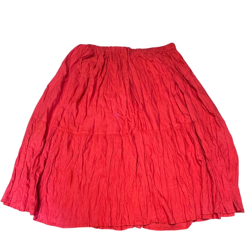 Clearwater Outfitters Skirt Womens L Red Tiered Cotton Boho Midi Peasant Skirt